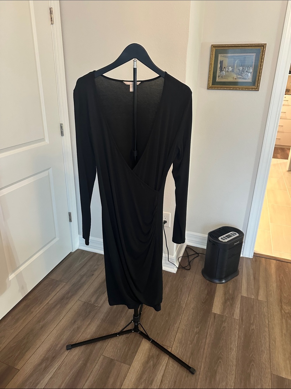 Banana Republic Black Long-Sleeve Wrap-Style Dress